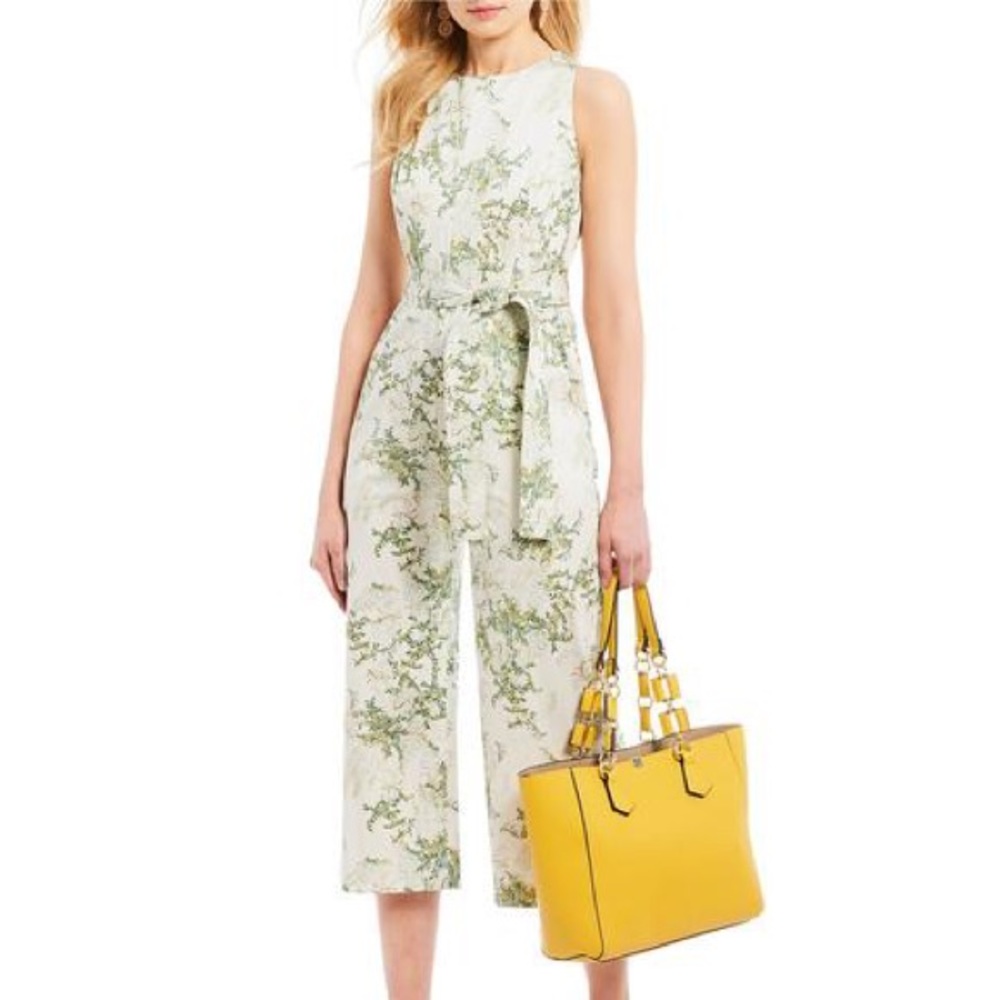 Antonio Melani Wallis leaf print cropped jumpsuit romper 2